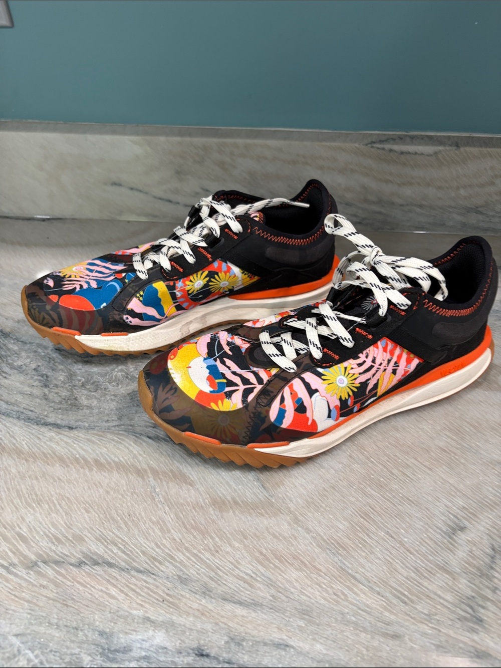 The North Face Women's Black & Orange Floral Athletic Sneakers